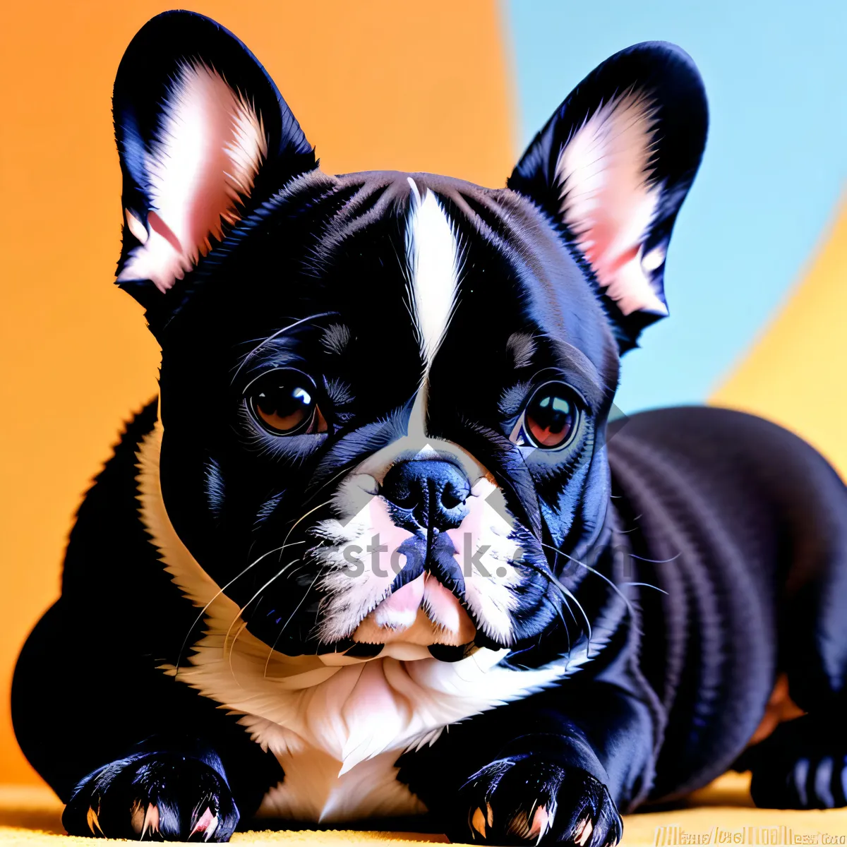 Picture of Cute Terrier Bulldog - Purebred Canine in Studio Portrait