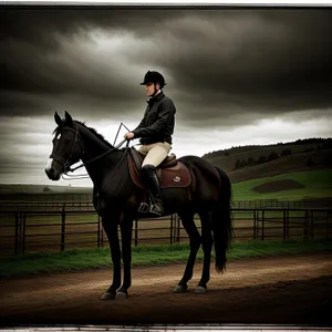 Brown Thoroughbred Horse on Rural Farm