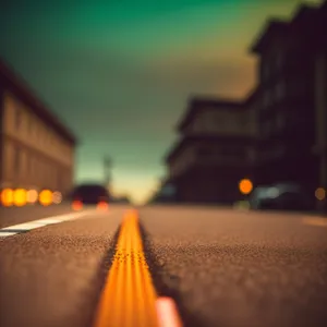 Speeding Through Blurred Avenue Lights on Asphalt Road