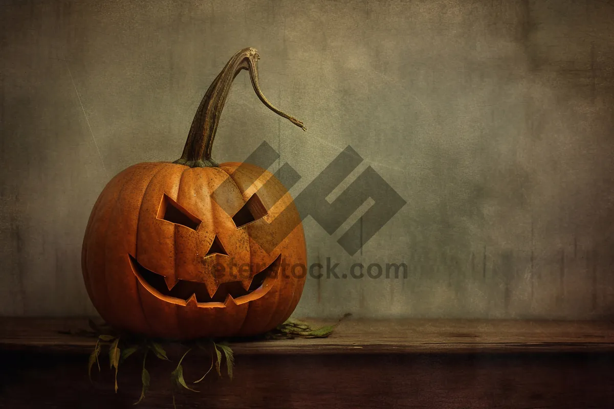 Picture of Spooky Jack-o'-lantern Halloween Decor with candle illumination