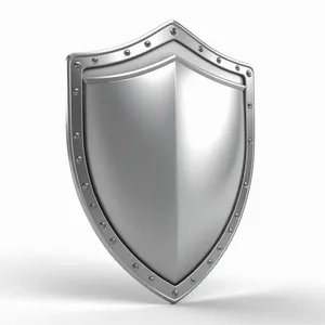 Shiny metallic shield emblem with heart symbol.
