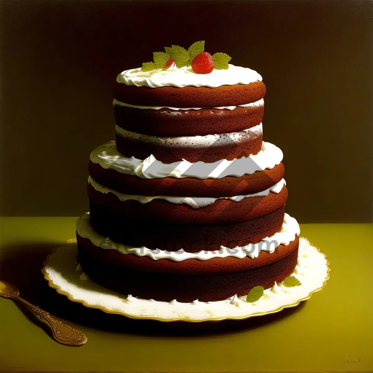 Picture of Delicious Fruit Tart with Whipped Cream and Berries