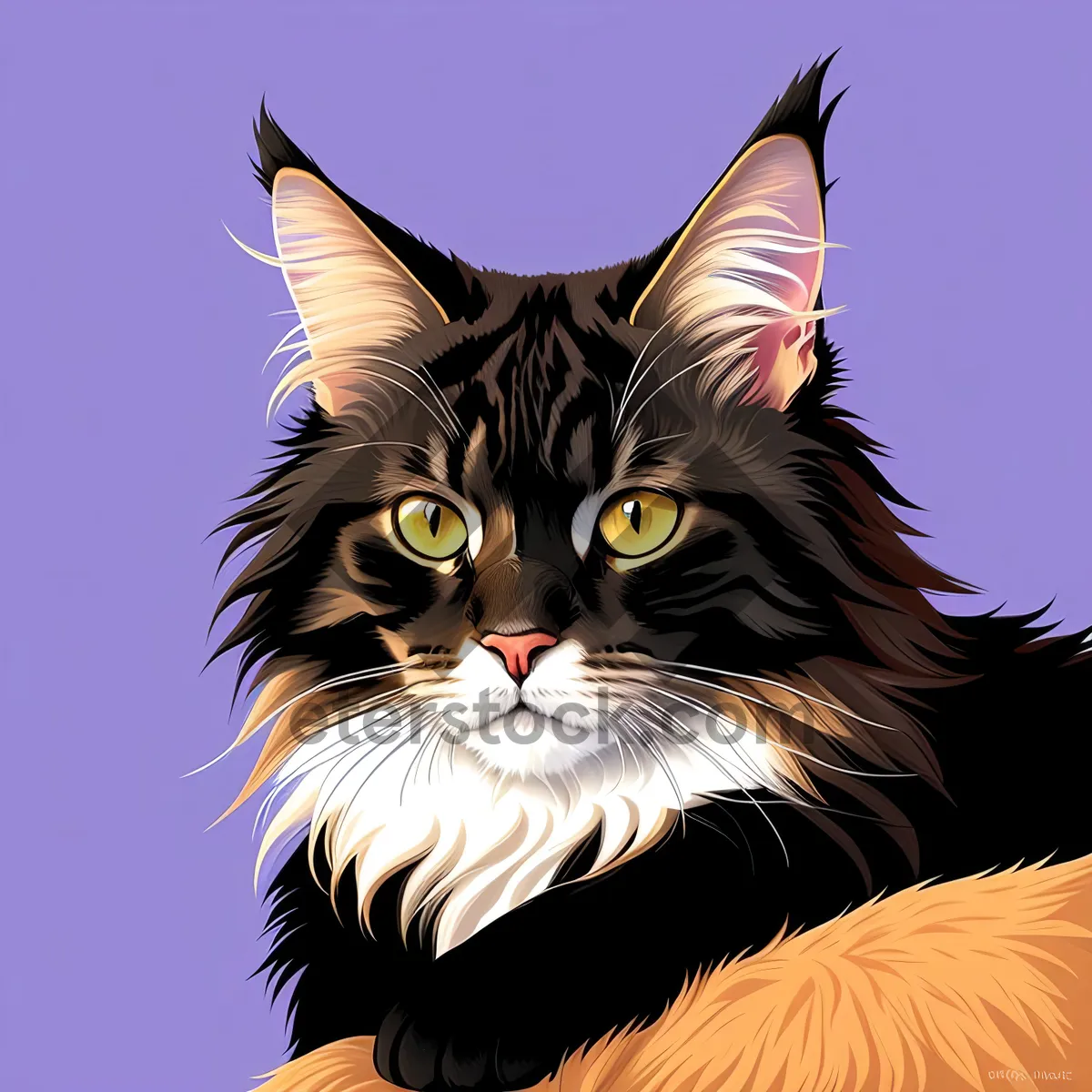 Picture of Curious Cat with Fluffy Gray Fur and Whiskers