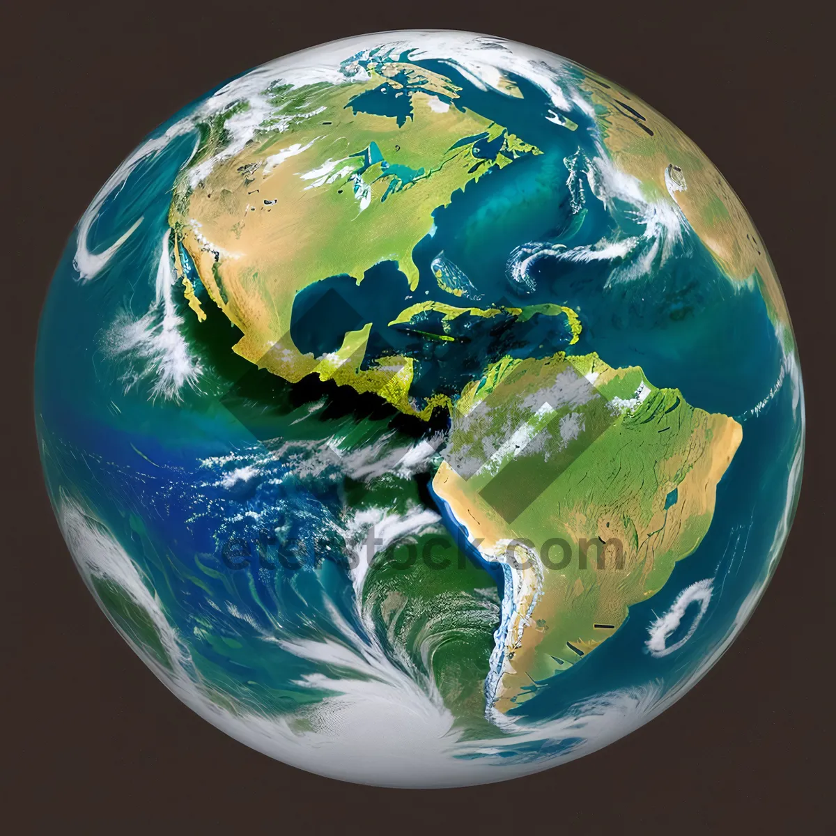 Picture of 3D Earth Map with Oceans and Continents View