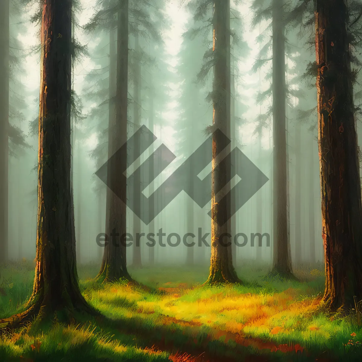 Picture of Misty Autumn Morning in a Tranquil Forest