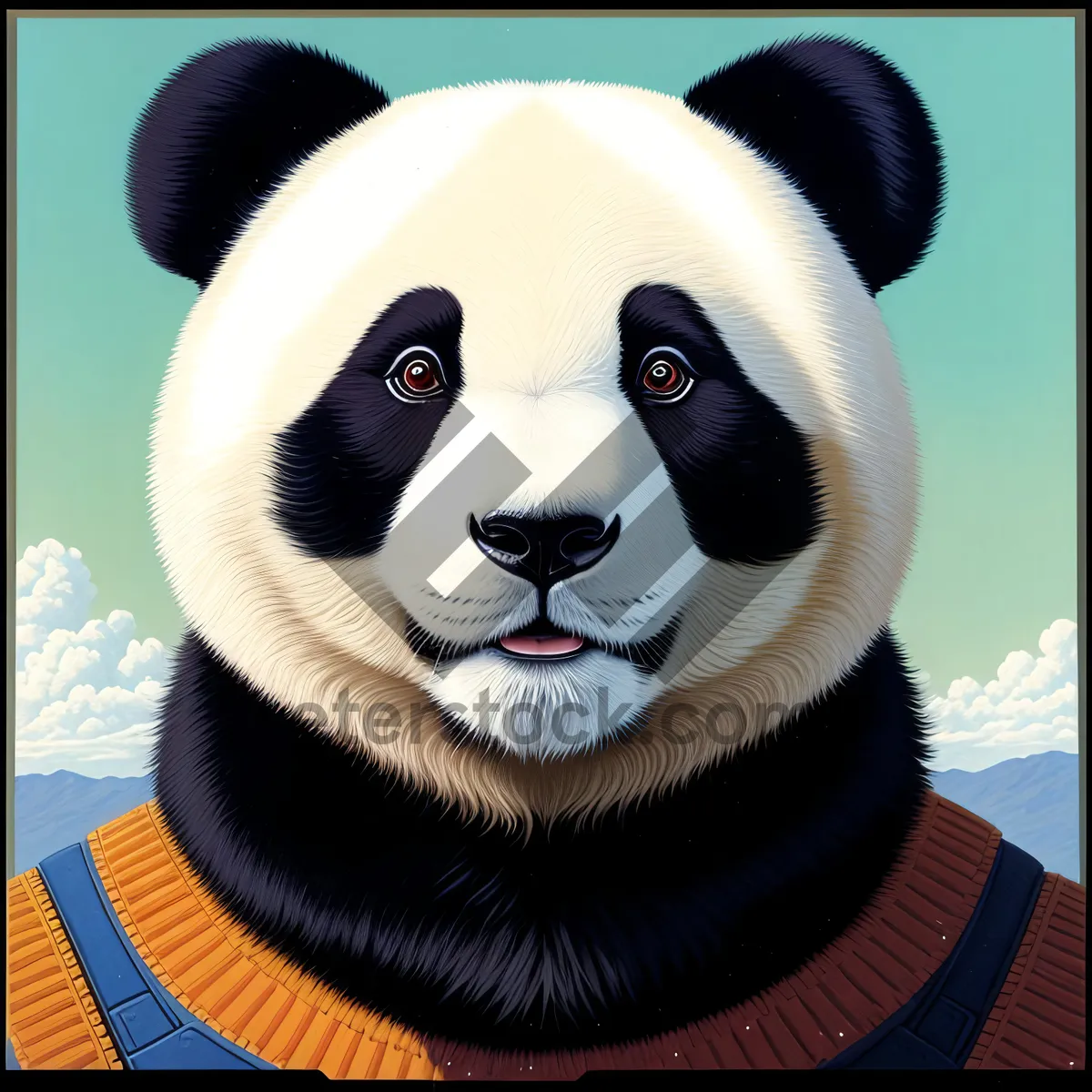 Picture of Cute Giant Panda Mascot with Fluffy Fur - Animal Portrait