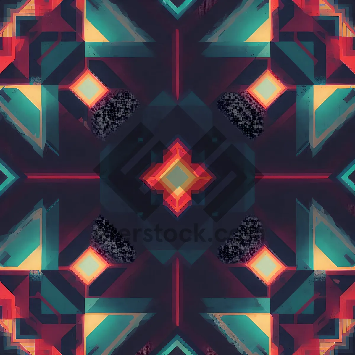 Picture of Colorful Geometric Mosaic Pattern with Bright Lights