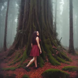 Stylish Park Poncho among Wooded Forest