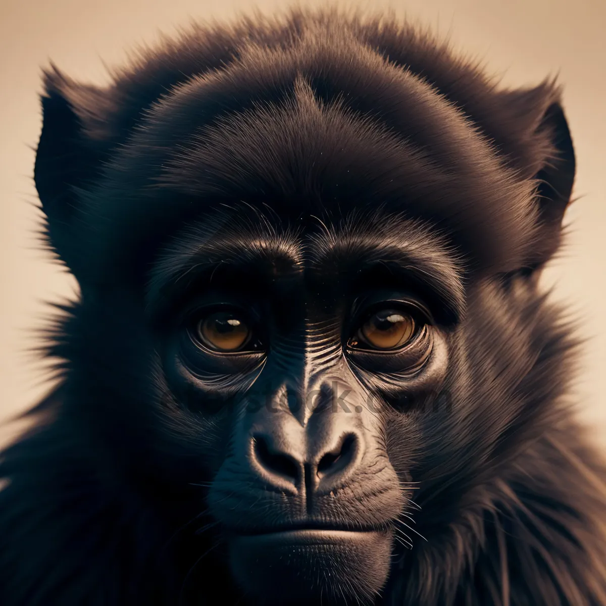 Picture of Wild Animal Mask: Face of a Primate in Black