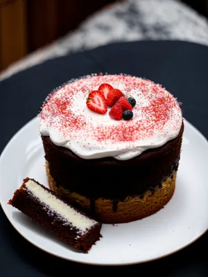 Delectable Slice of Chocolate Cake with Berry Sauce