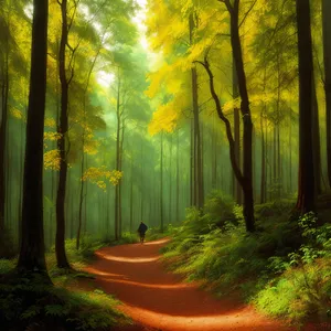 Autumn Path in Colorful Forest Landscape