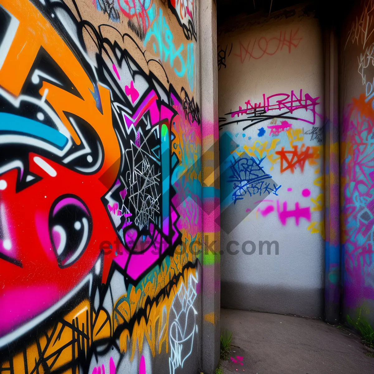 Picture of Vibrant Pop Art Graffito Design: Colorful and Patterned Decoration