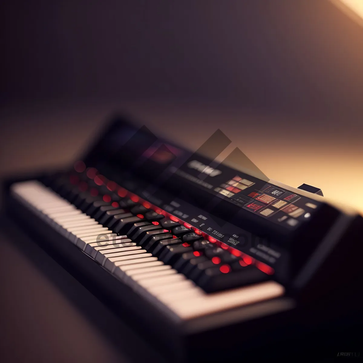 Picture of Modern Laptop Synthesizer: High-Tech Musical Keyboard Equipment