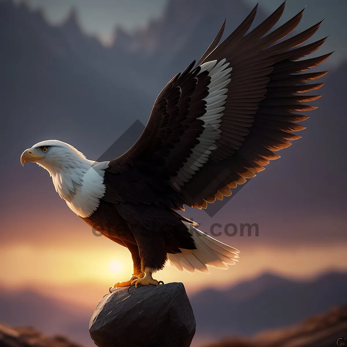Picture of Majestic Bald Eagle Soaring Through Sky