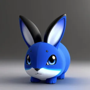 3D Cartoon Rabbit Icon: Funny Shuttlecock Symbol