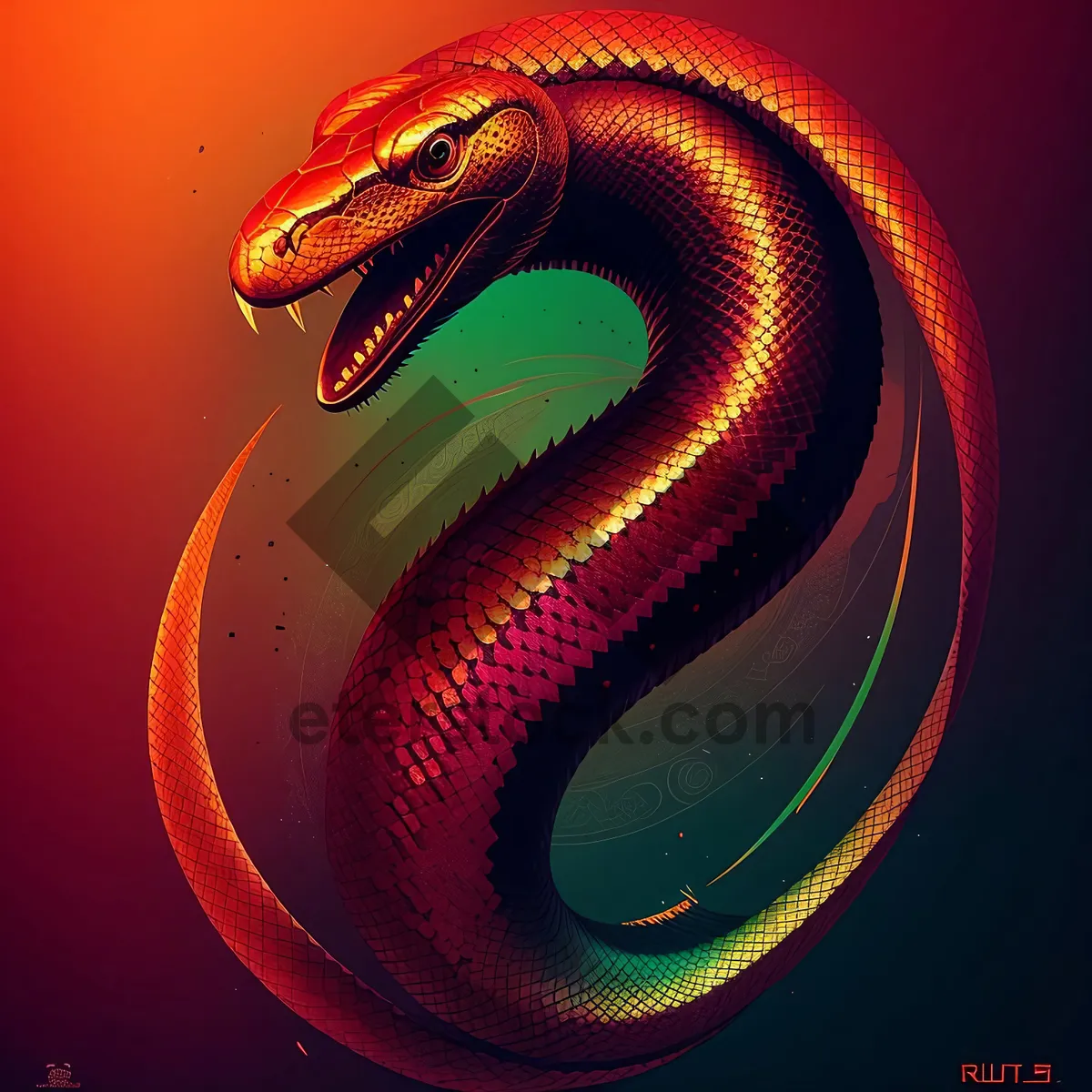 Picture of Night Snake Slithering Through Jungle Vines.