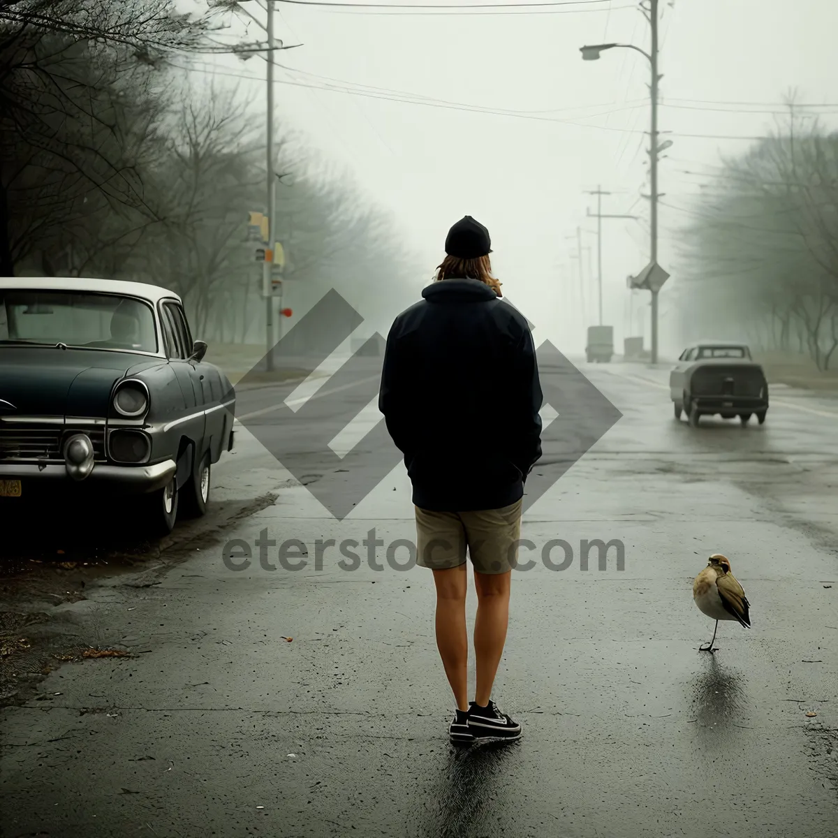 Picture of Active Man Runner on Sidewalk - Outdoor Fitness