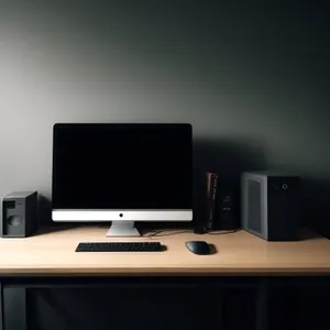 Modern Office Desk with Computer and Accessories
