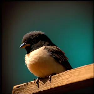 Adorable little starling perched on tree branch