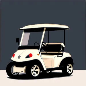 Golfer driving a sleek sports car on the fairway