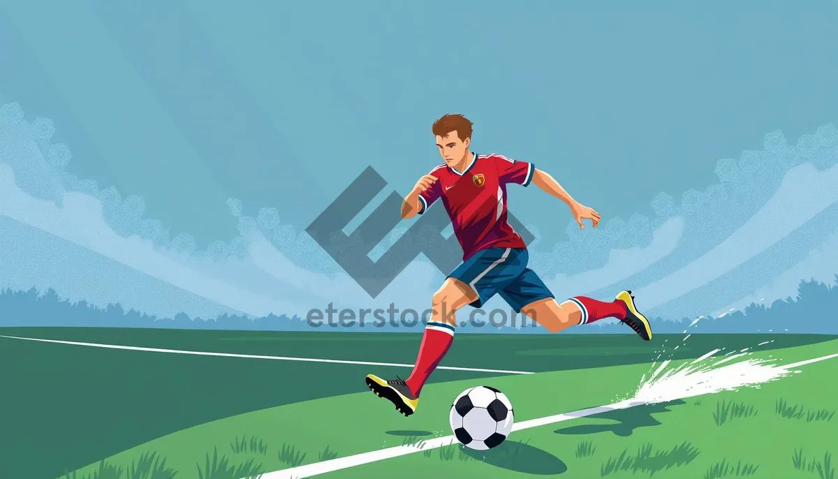 Picture of Active Man Enjoying Soccer Ball Game Outdoors