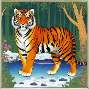 Striped Jungle Hunter: Tiger Cat in Wildlife Safari