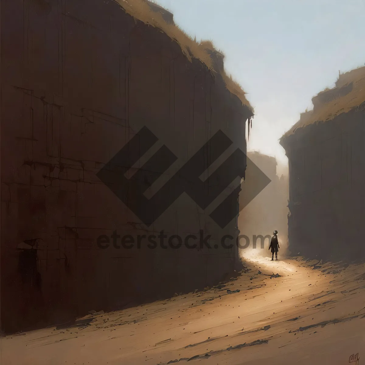 Picture of Ancient Fortress Amidst Majestic Desert Canyon