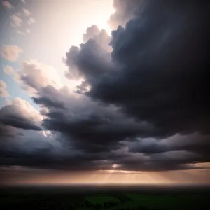 Vibrant Sunset Over Rural Meadow
