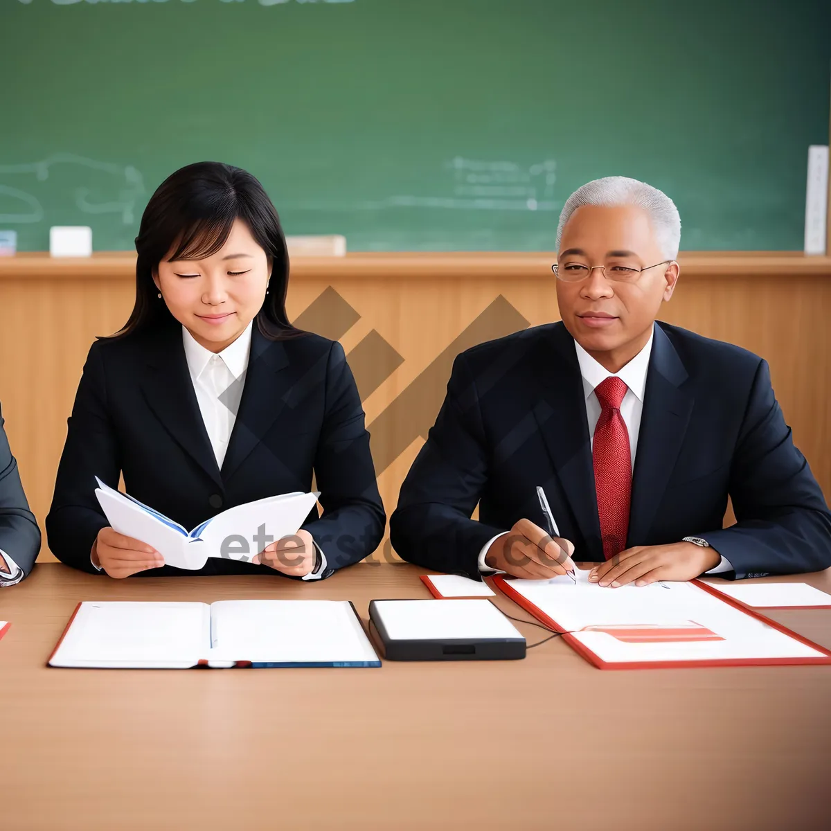 Picture of Corporate Team Meeting at Office with Laptop and Smiling Employees