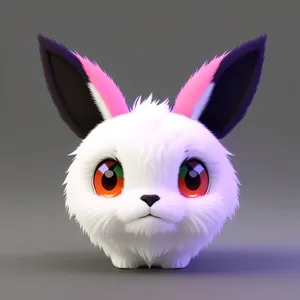 Fluffy Bunny with Adorable Ears in Studio