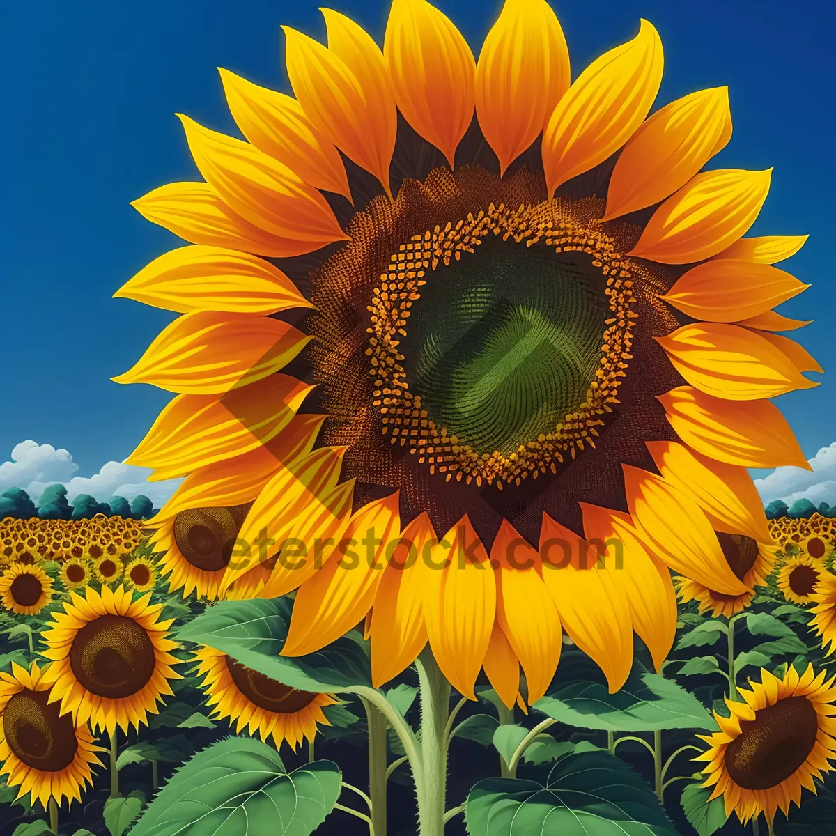 Picture of Vibrant Sunflower Blossom in Bright Yellow hues