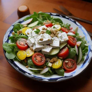 Delicious Gourmet Vegetable Salad with Green Peas