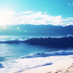 Idyllic Waves on Tranquil Beachscape at Sunset