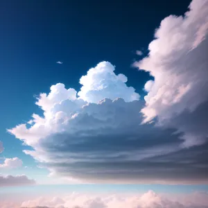 Vibrant Sky with Fluffy Clouds and Sunlight