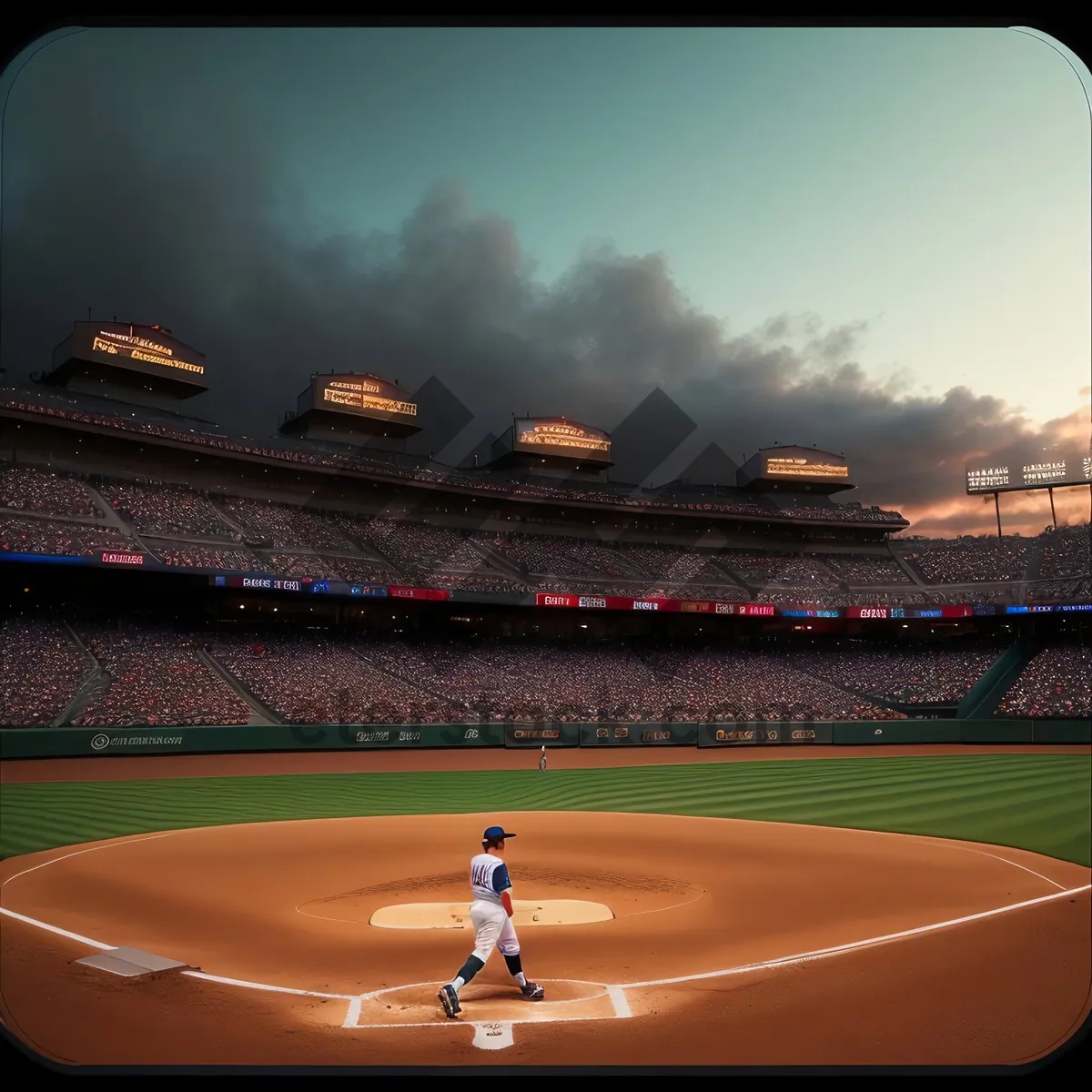 Picture of Sports Field with Baseball Equipment and Stadium Lights