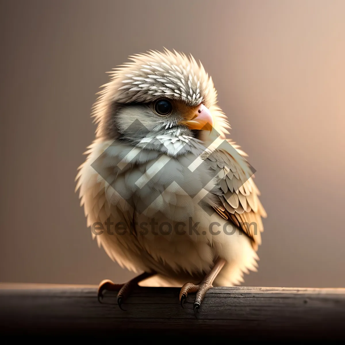 Picture of Cute Sparrow Perched on Tree Branch