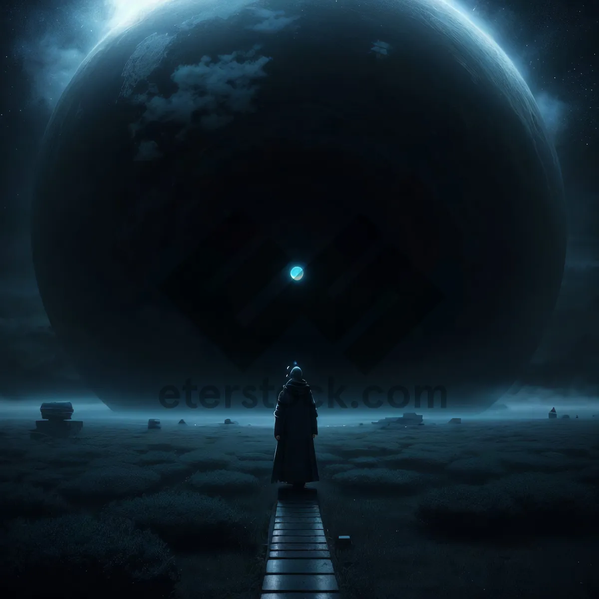 Picture of Moonlit fantasy planet in outer space