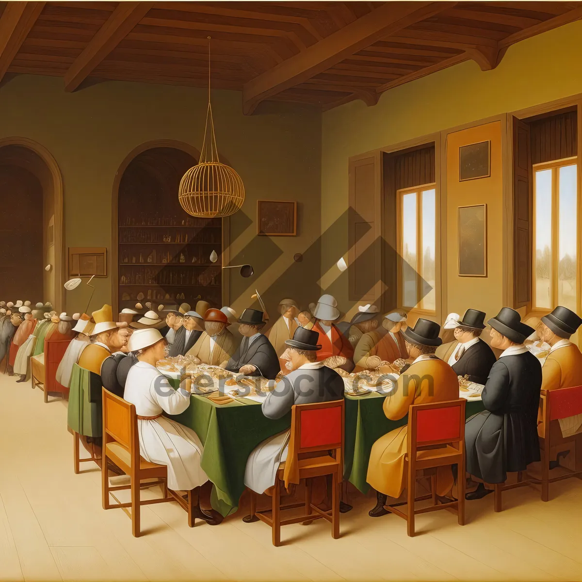 Picture of Modern cafe interior design with empty tables and chairs