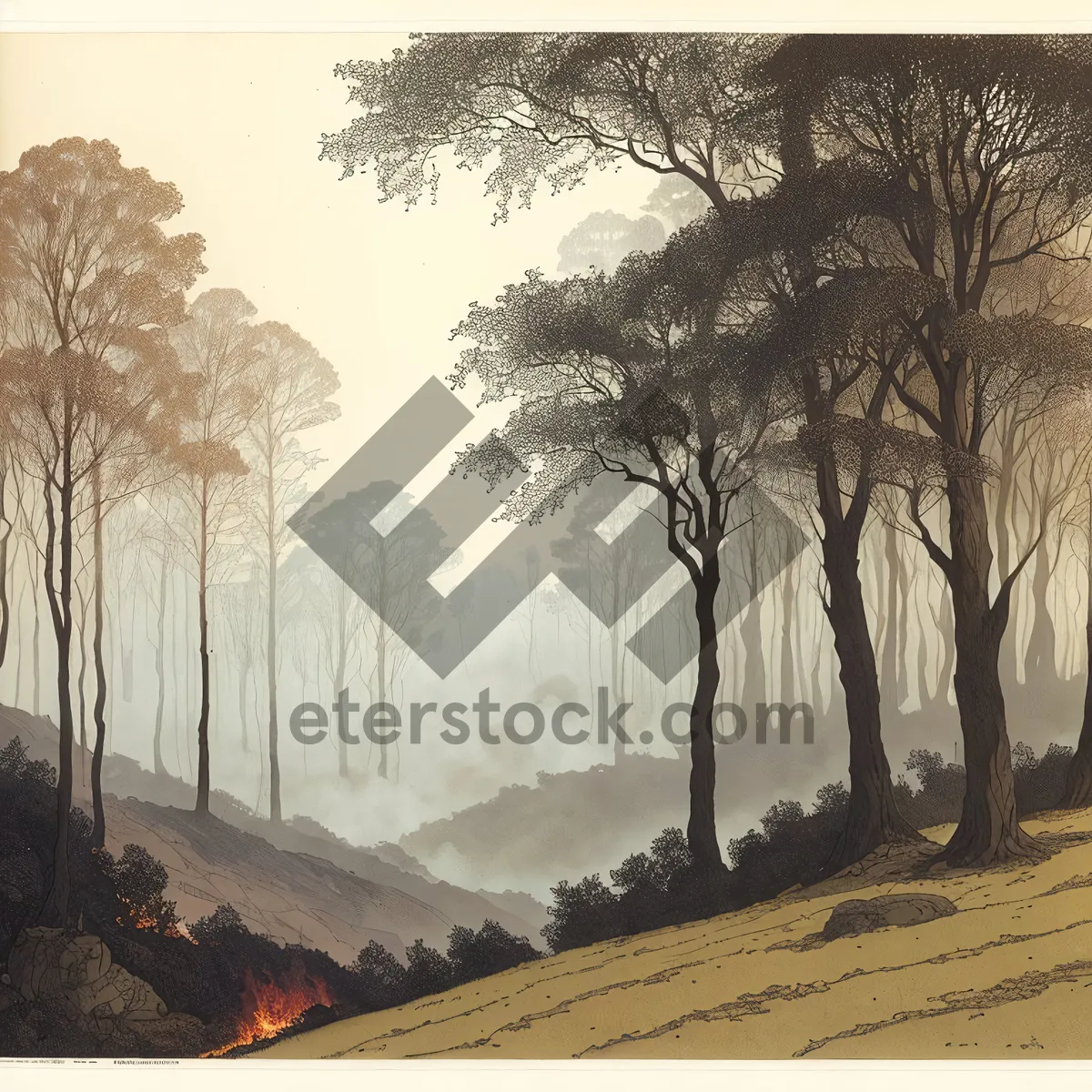 Picture of Winter Wonderland: Snowy Park Landscape with Frosty Trees