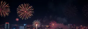 Colorful festive fireworks display in the night sky