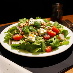 Healthy Gourmet Salad with Fresh Vegetables and Cheese