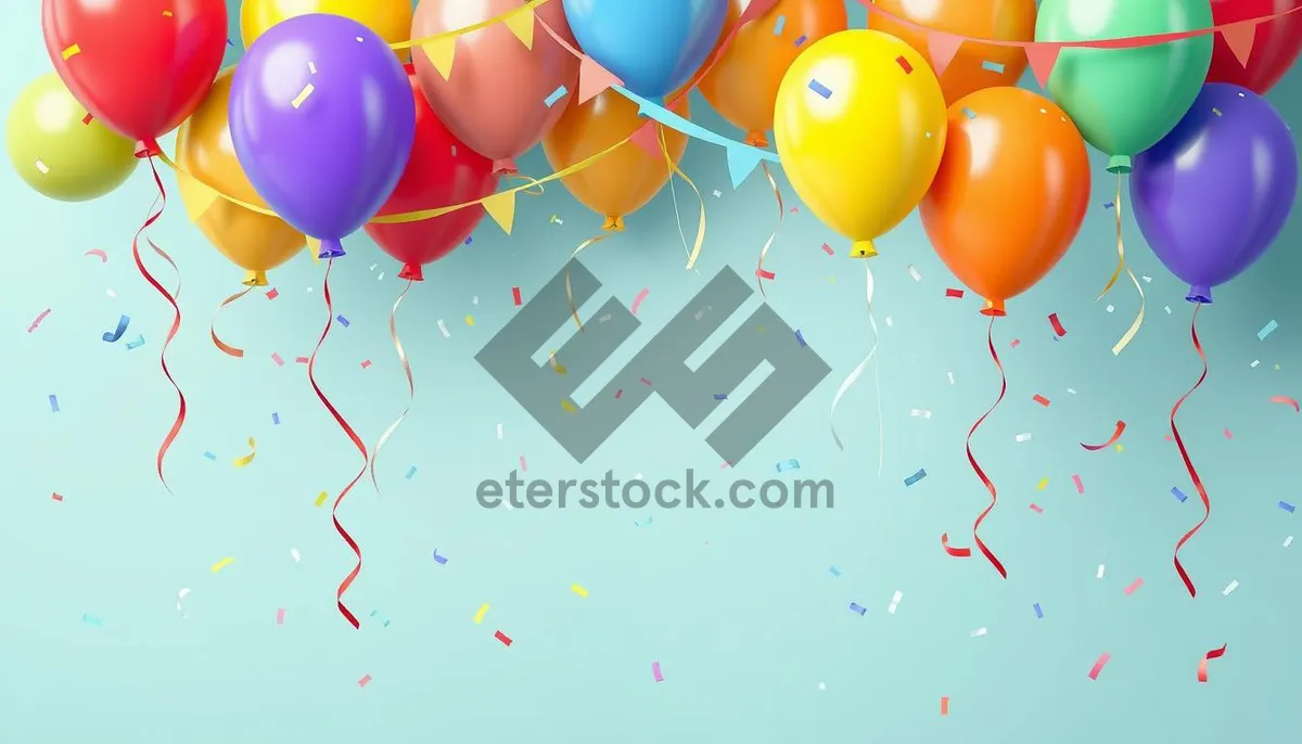 Picture of Colorful Birthday Party Decorations with Balloons and Confetti