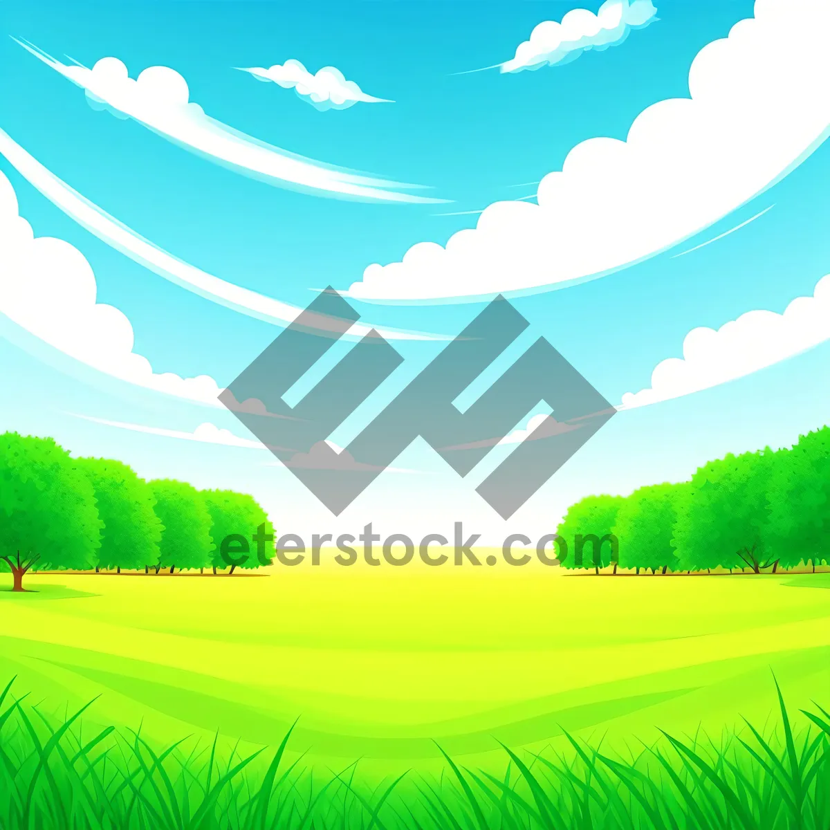 Picture of Vibrant Summer Landscape with Rolling Meadows