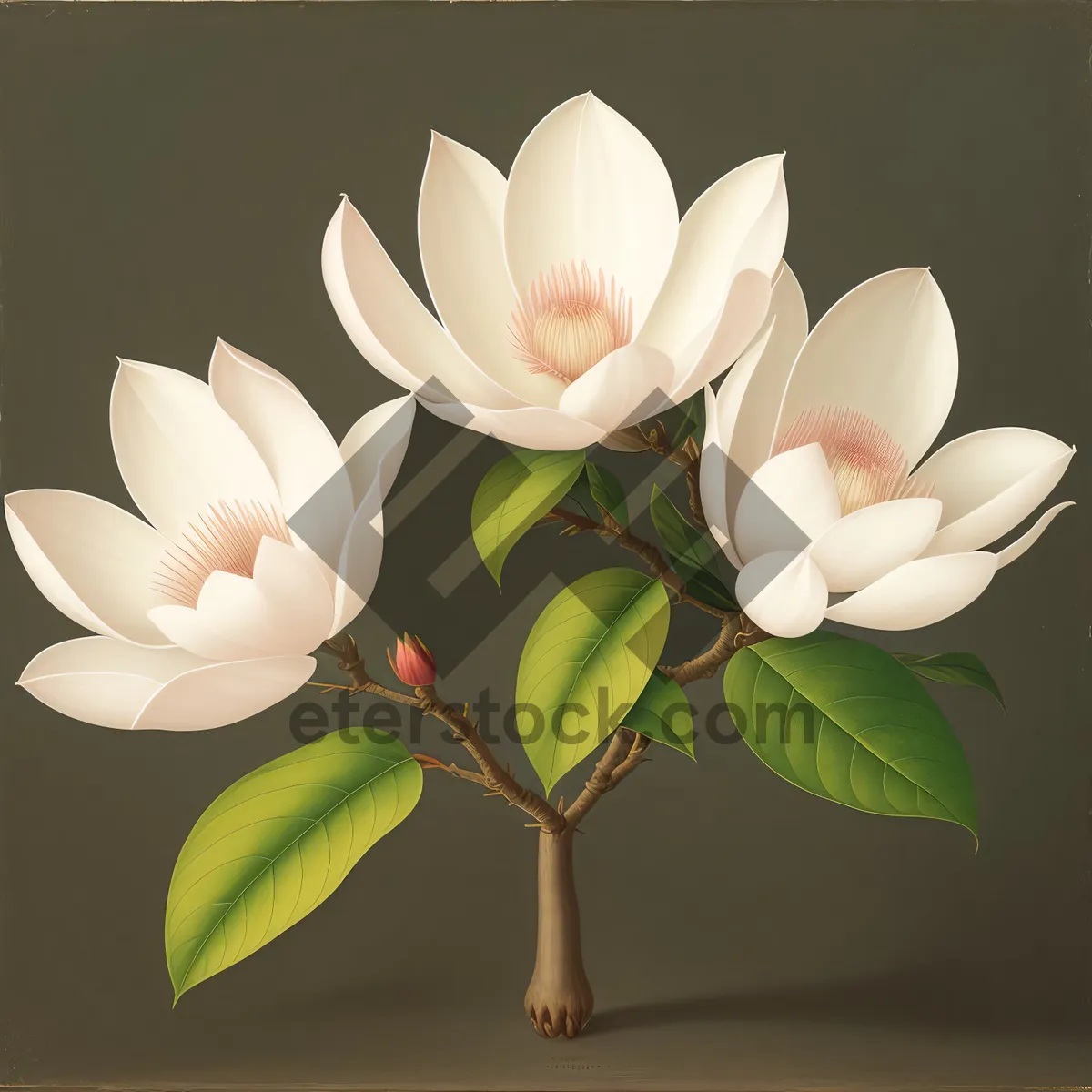 Picture of Floral Blooms: White Lotus and Pink Magnolia