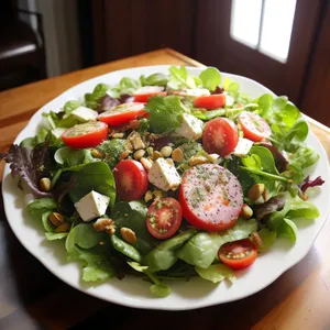 Delicious Gourmet Salad with Fresh Vegetables and Cheese