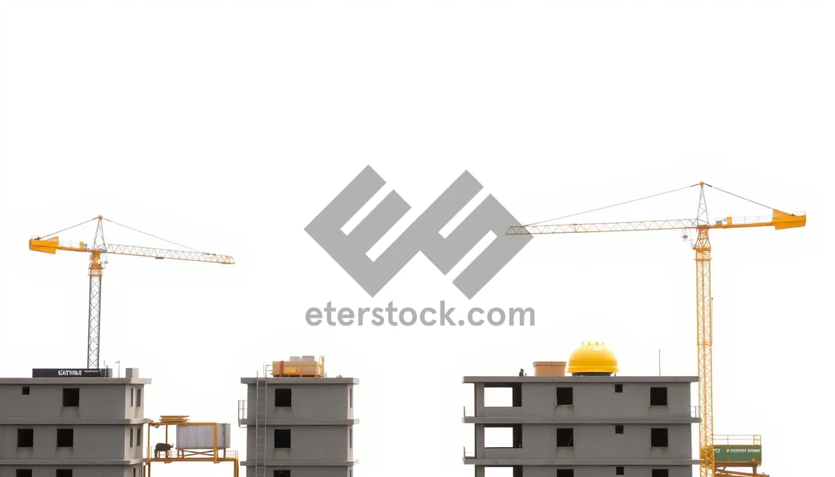 Picture of 3D house construction crane at mining excavation site