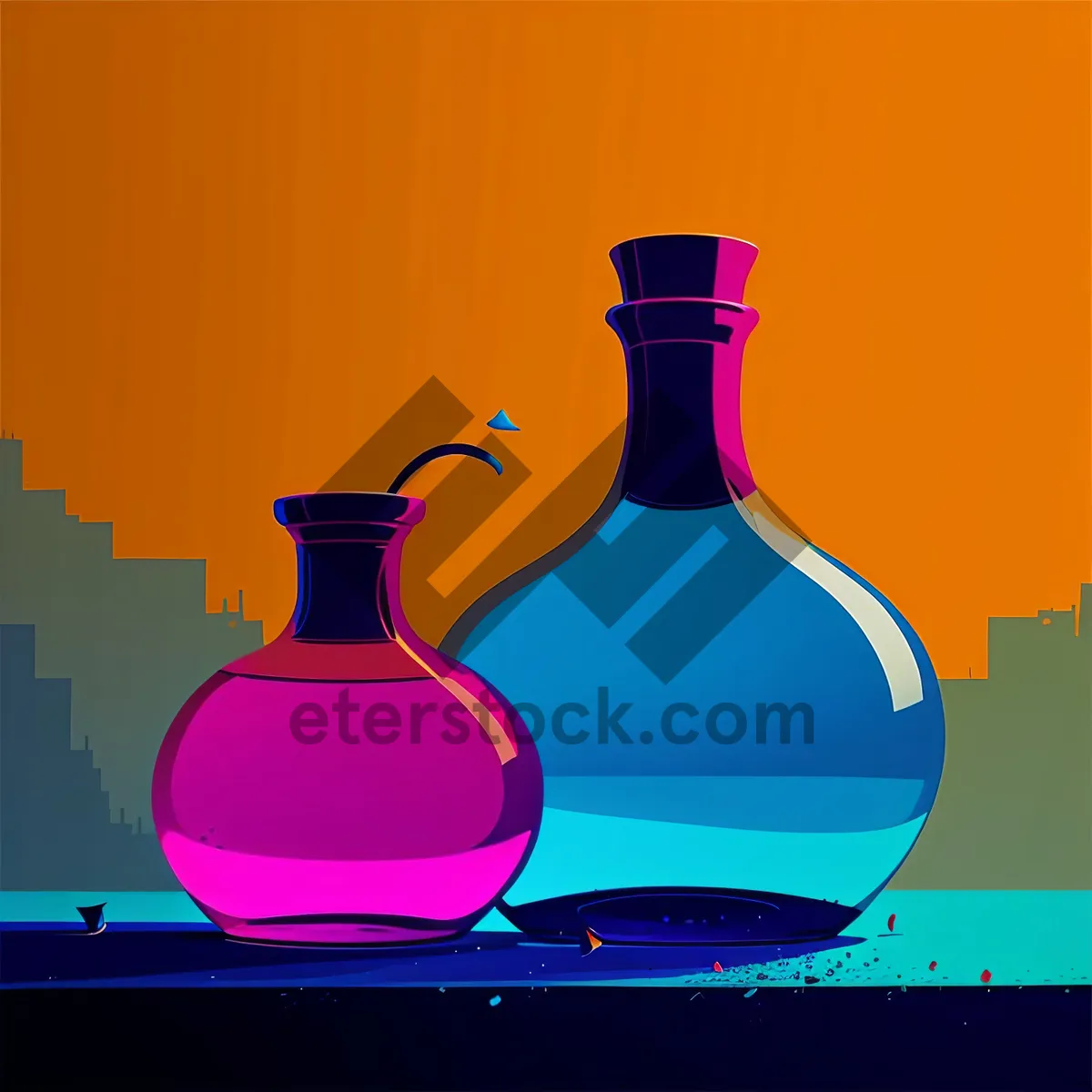 Picture of Glass bottle with liquid for chemistry experiment