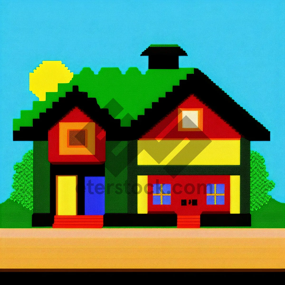 Picture of Modern 3D Mortgage House with Fire Station