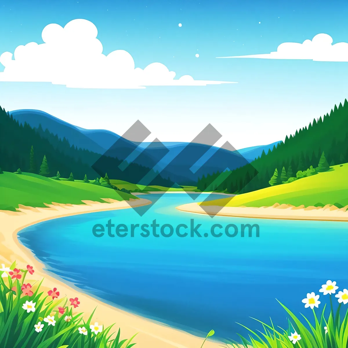 Picture of Idyllic Summer Bliss: Rolling Meadows under a Azure Sky