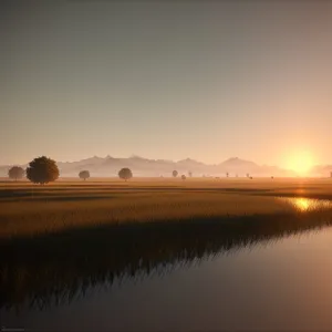 Serenity at Sunset: Majestic Lake Reflection